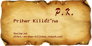 Priher Kiliána névjegykártya